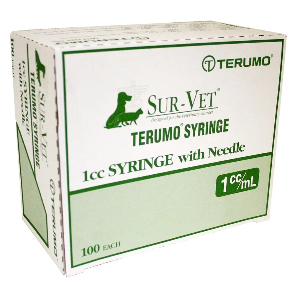 Terumo SUR-VET Luer Slip Syringe with Needle, 100 count