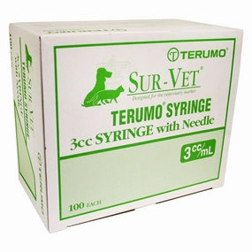 Terumo SUR-VET Luer Lock Syringe with Needle, 3 cc LL, 100 ct multi-pet food pet bundle kits pet care sets pet health combos pet treat packs