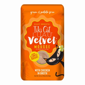 Tiki Cat Luau Velvet Mousse Wet Cat Food, Chicken, 2.8 oz Pouch, 12 ct cat climbing tree cat hammock cat steps cat grooming kit cat safety gate