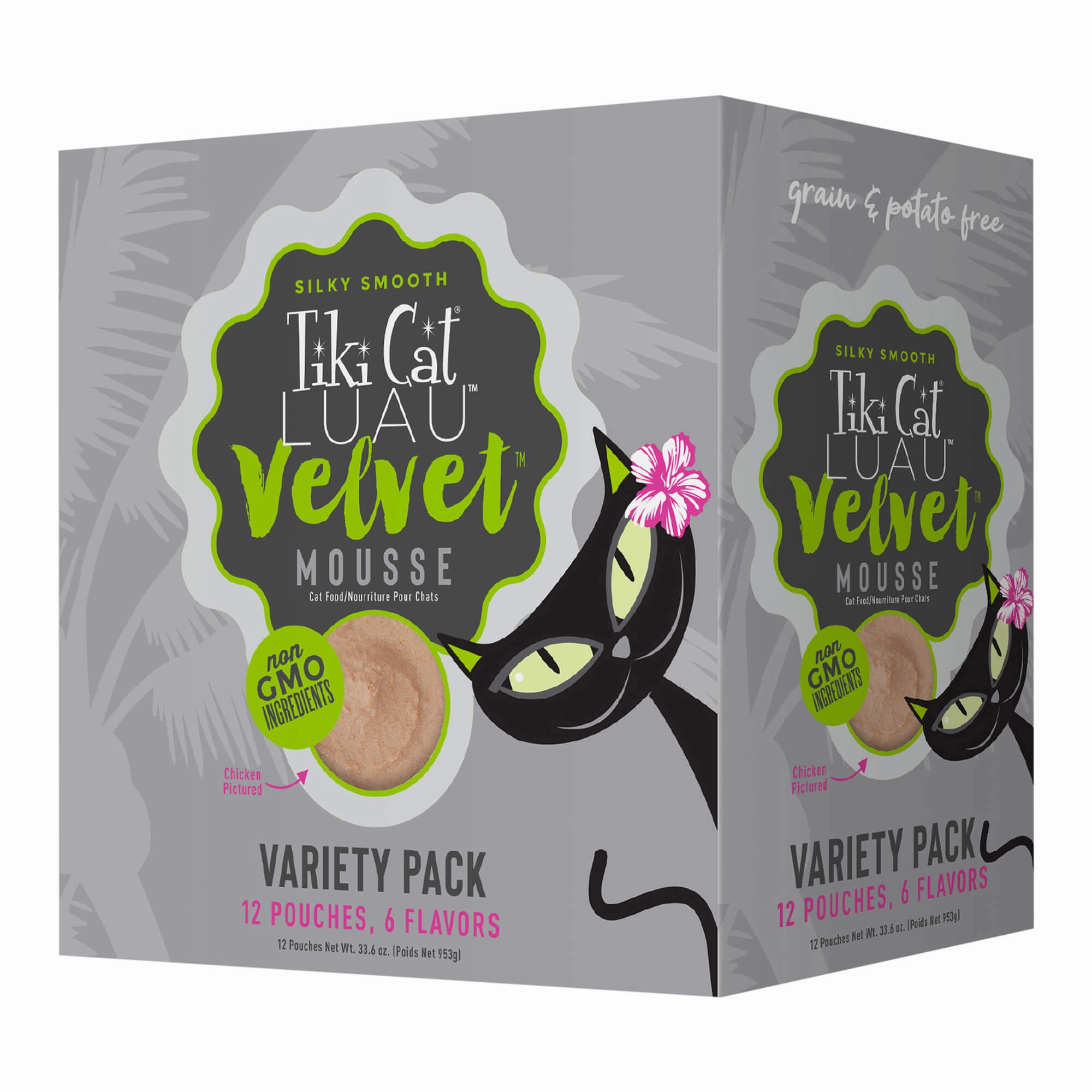 Tiki Cat Luau Velvet Mousse Wet Cat Food, Variety Pack, 2.8 oz Pouch, 12 ct cat climbing tree cat hammock cat steps cat grooming kit cat safety gate
