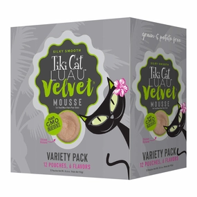 Tiki Cat Luau Velvet Mousse Wet Cat Food, Variety Pack, 2.8 oz Pouch, 12 ct cat climbing tree cat hammock cat steps cat grooming kit cat safety gate