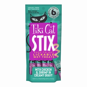 Tiki Cat Stix Wet Cat Treats, Chicken & Shrimp, Case of 12 (6 ct) cat climbing tree cat hammock cat steps cat grooming kit cat safety gate