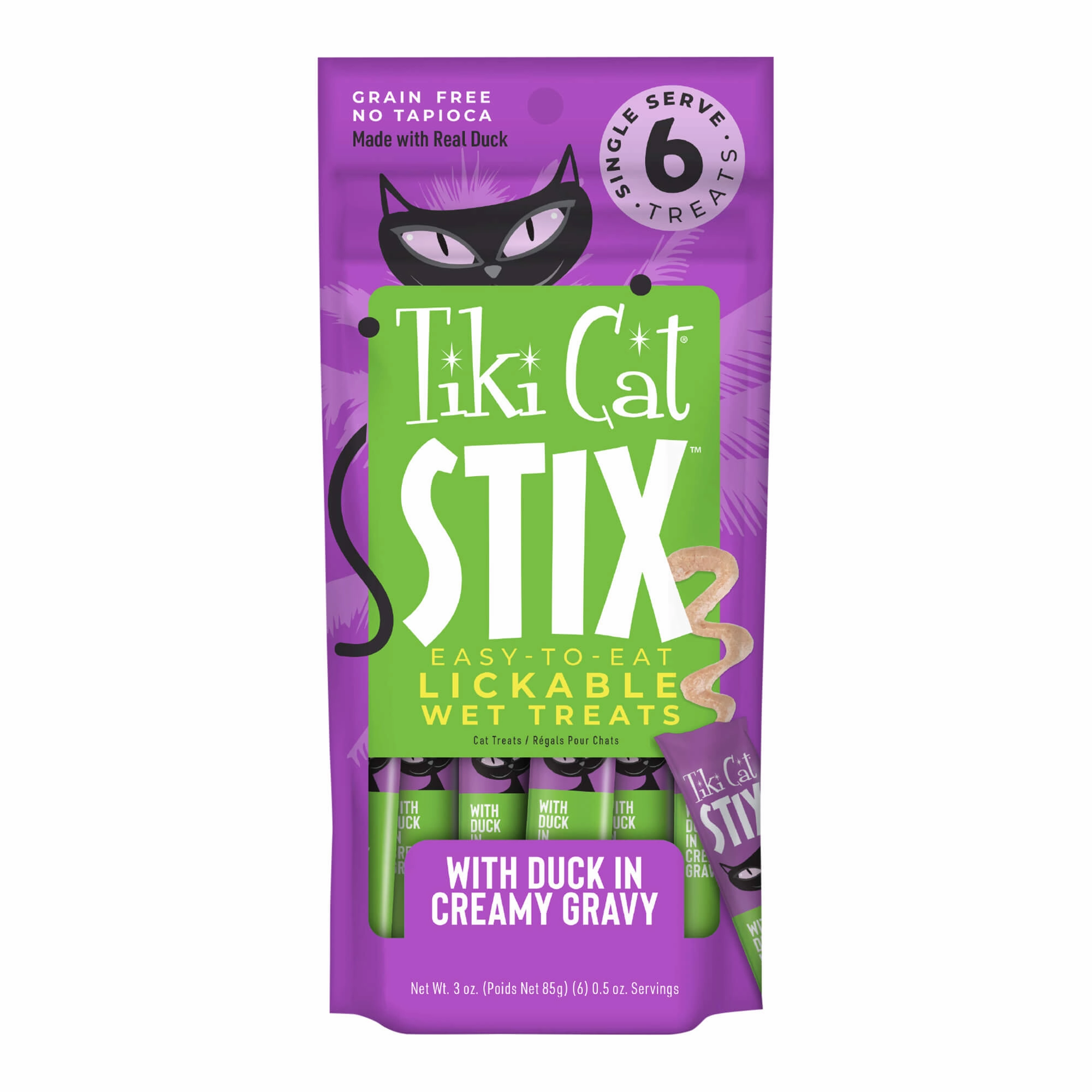Tiki Cat Stix Wet Cat Treats, Duck, Case of 12 (6 ct) cat climbing tree cat hammock cat steps cat grooming kit cat safety gate