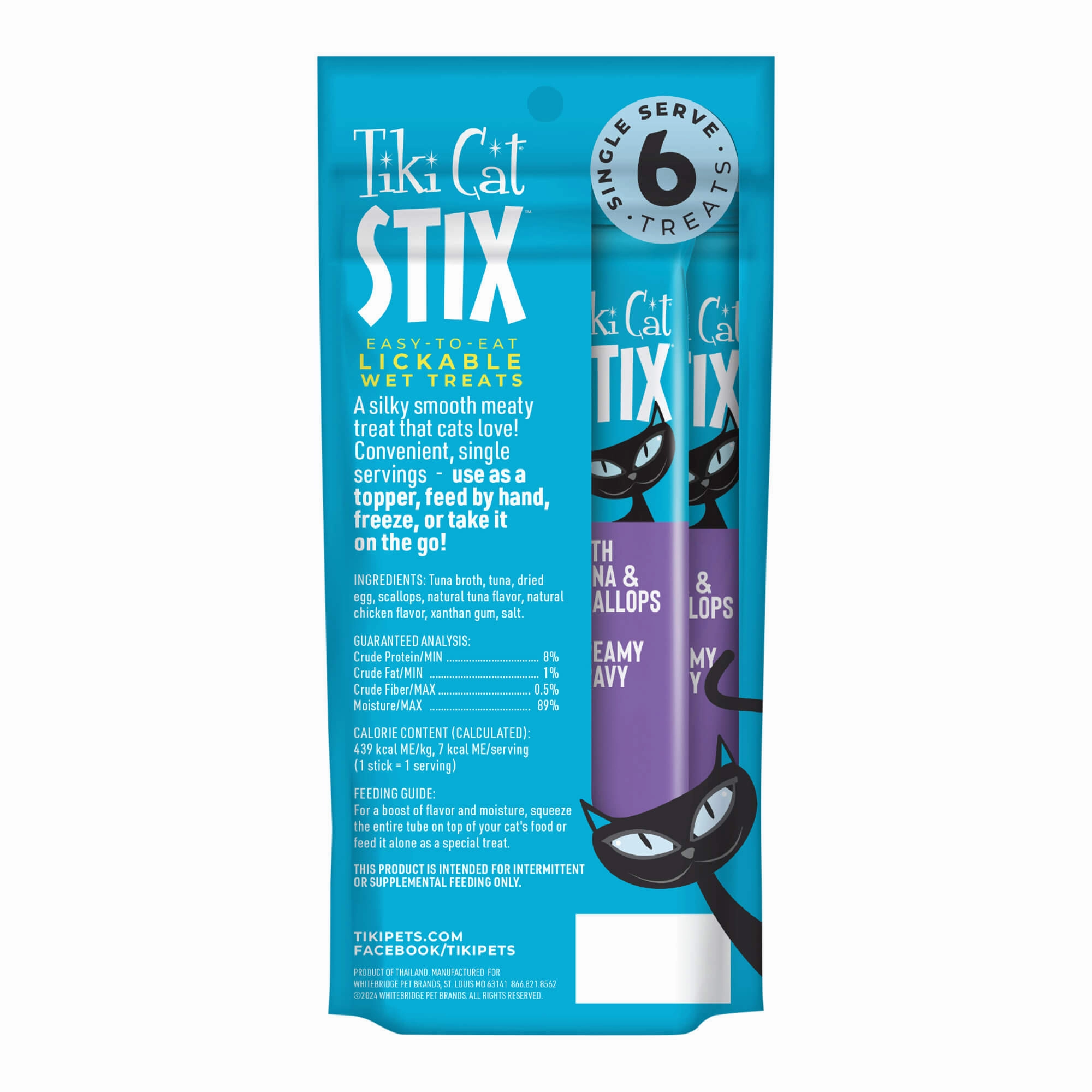 Tiki Cat Stix Wet Cat Treats, Tuna & Scallops, Case of 12 (6 ct)