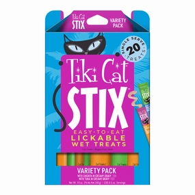 Tiki Cat Stix Wet Cat Treats, Variety Pack, 10 oz, Box of 20 ct cat climbing tree cat hammock cat steps cat grooming kit cat safety gate