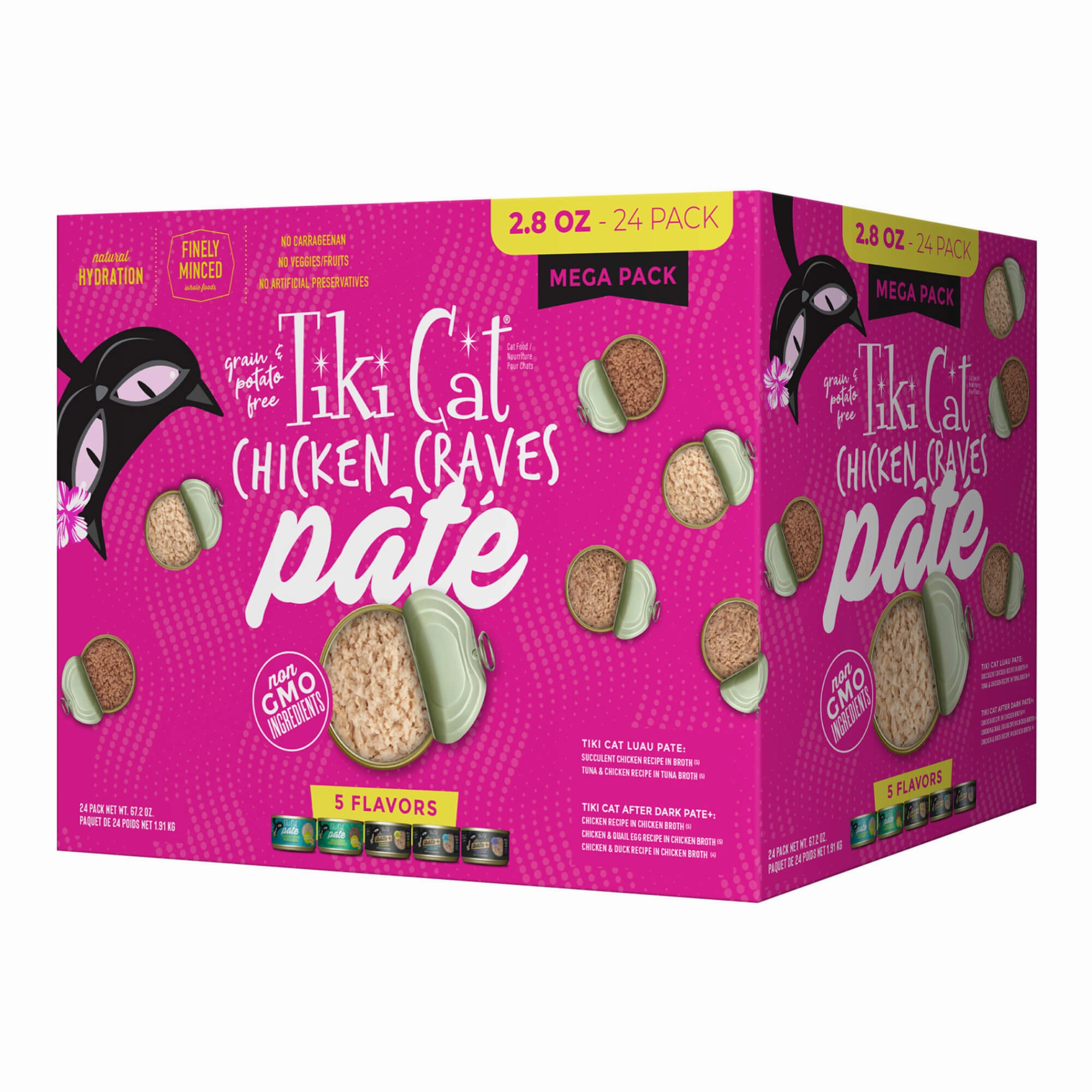 Tiki Cat Wet Cat Food Mega Pack, Chicken Craves, Pate, 2.8 oz Cans, 24 ct cat climbing tree cat hammock cat steps cat grooming kit cat safety gate