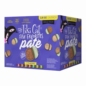Tiki Cat Wet Cat Food Mega Pack, Fish Favorites Pate, 2.8 oz Cans, 24 ct cat climbing tree cat hammock cat steps cat grooming kit cat safety gate