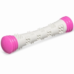 Totally Pooched Chew'n Squeak Rubber Stick Dog Toy (Pink) dog travel bowl foldable dog bowl dog water dispenser automatic dog feeder raised dog bowl