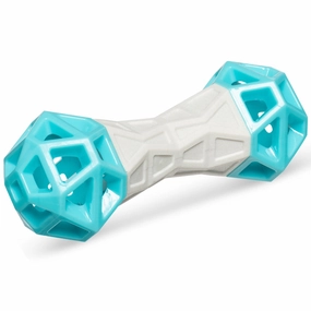 Totally Pooched Flex'n Squeak Rubber Dumbbell Dog Toy (Teal) dog bandana dog scarf dog necklace dog shoes dog socks