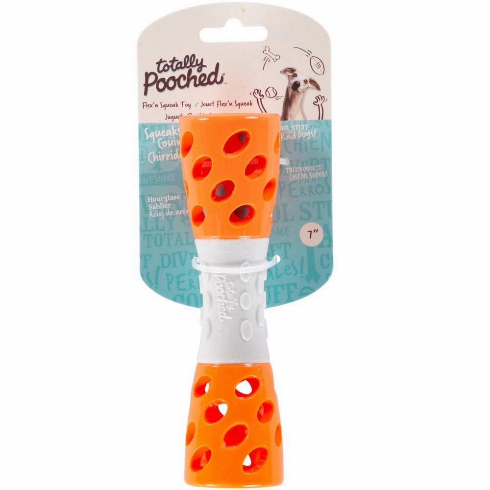 Totally Pooched Toss'n Stuff Rubber Hourglass Dog Toy (Orange)