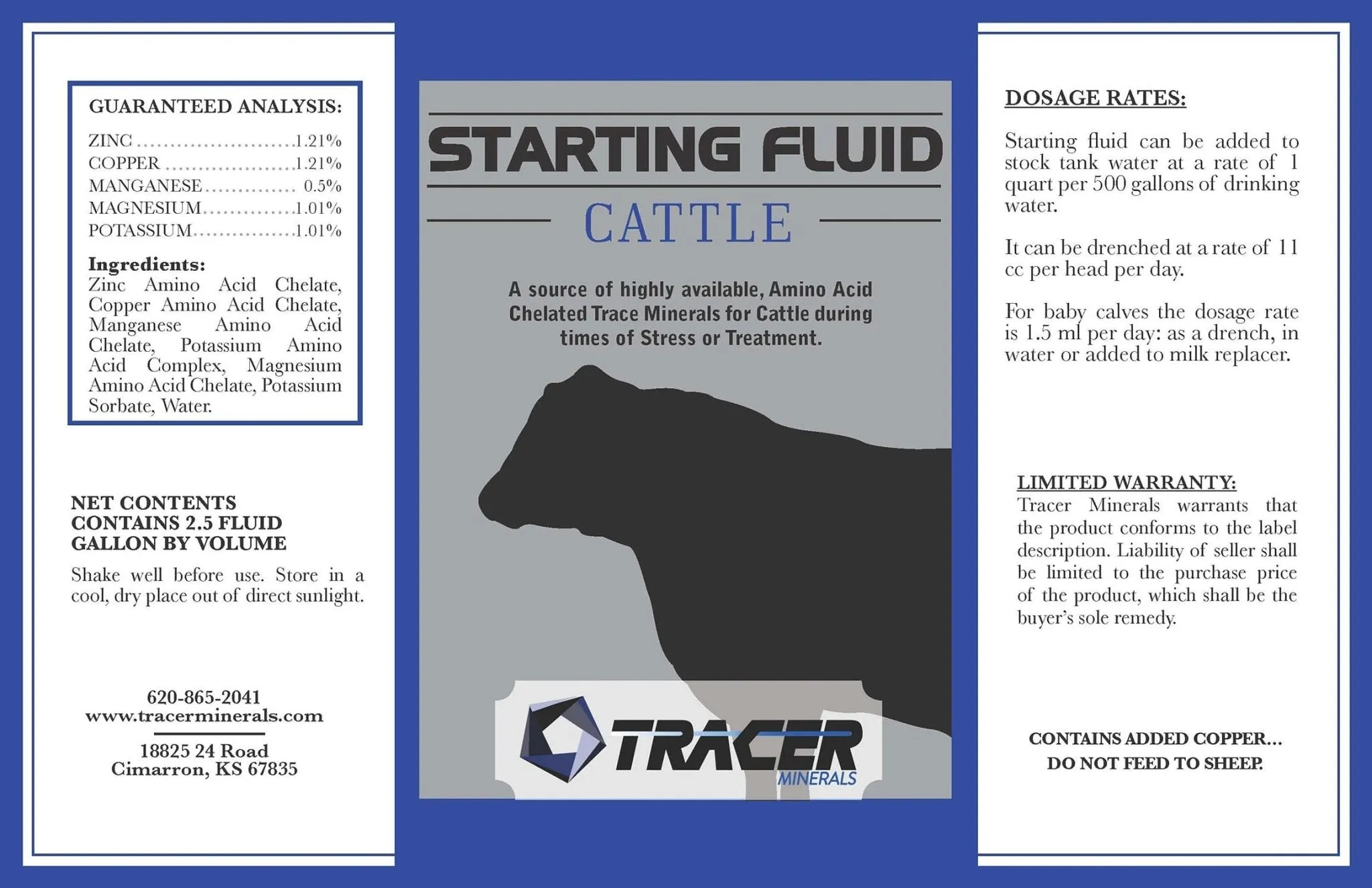 Tracer Starting Fluid Liquid Mineral Supplement for Horses, Swine, Cattle, Goats