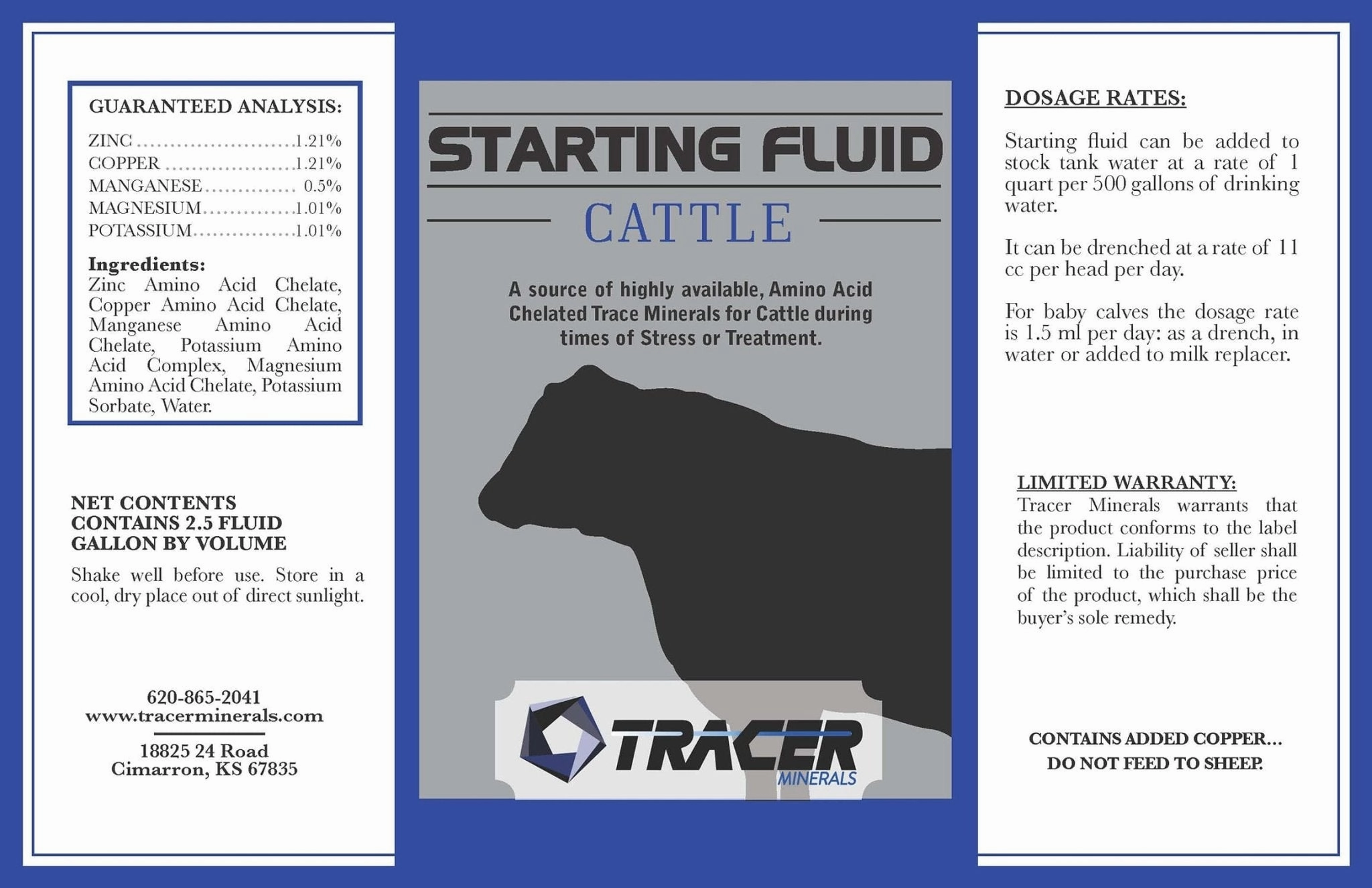 Tracer Starting Fluid Liquid Mineral Supplement for Horses, Swine, Cattle, Goats