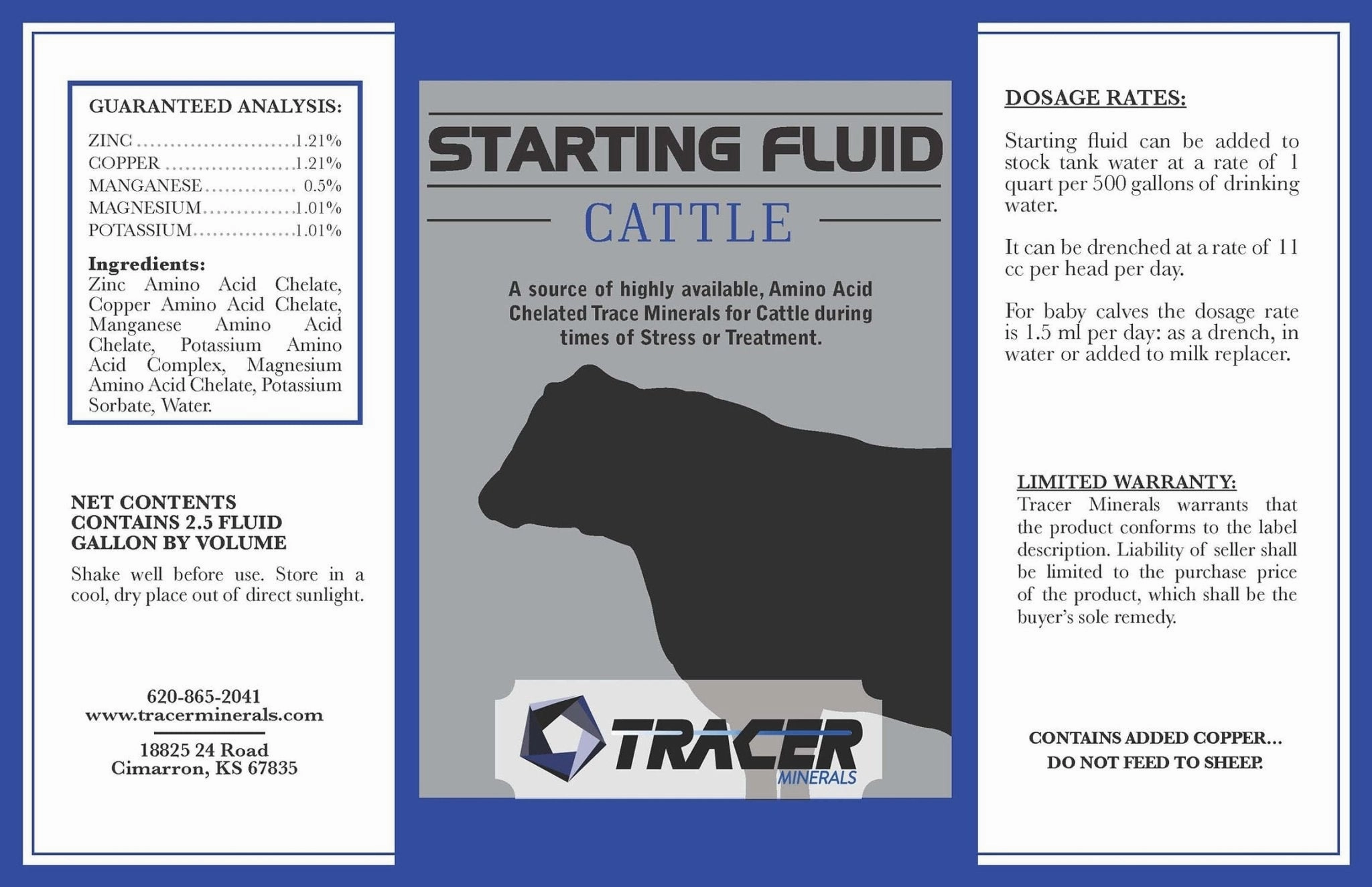 Tracer Starting Fluid Liquid Mineral Supplement for Horses, Swine, Cattle, Goats