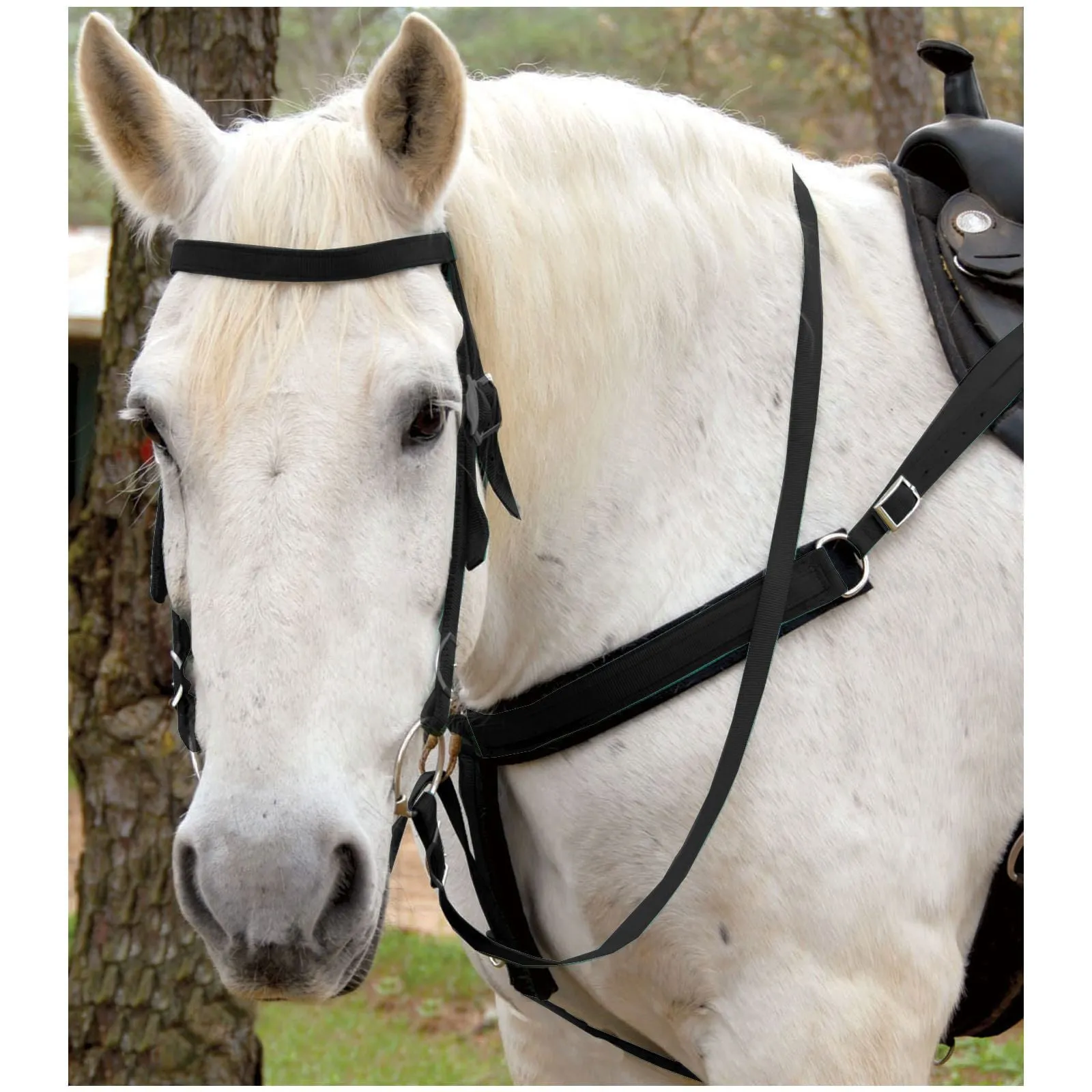 Triple E Nylon Draft Horse Bridle w/ Bit & Reins