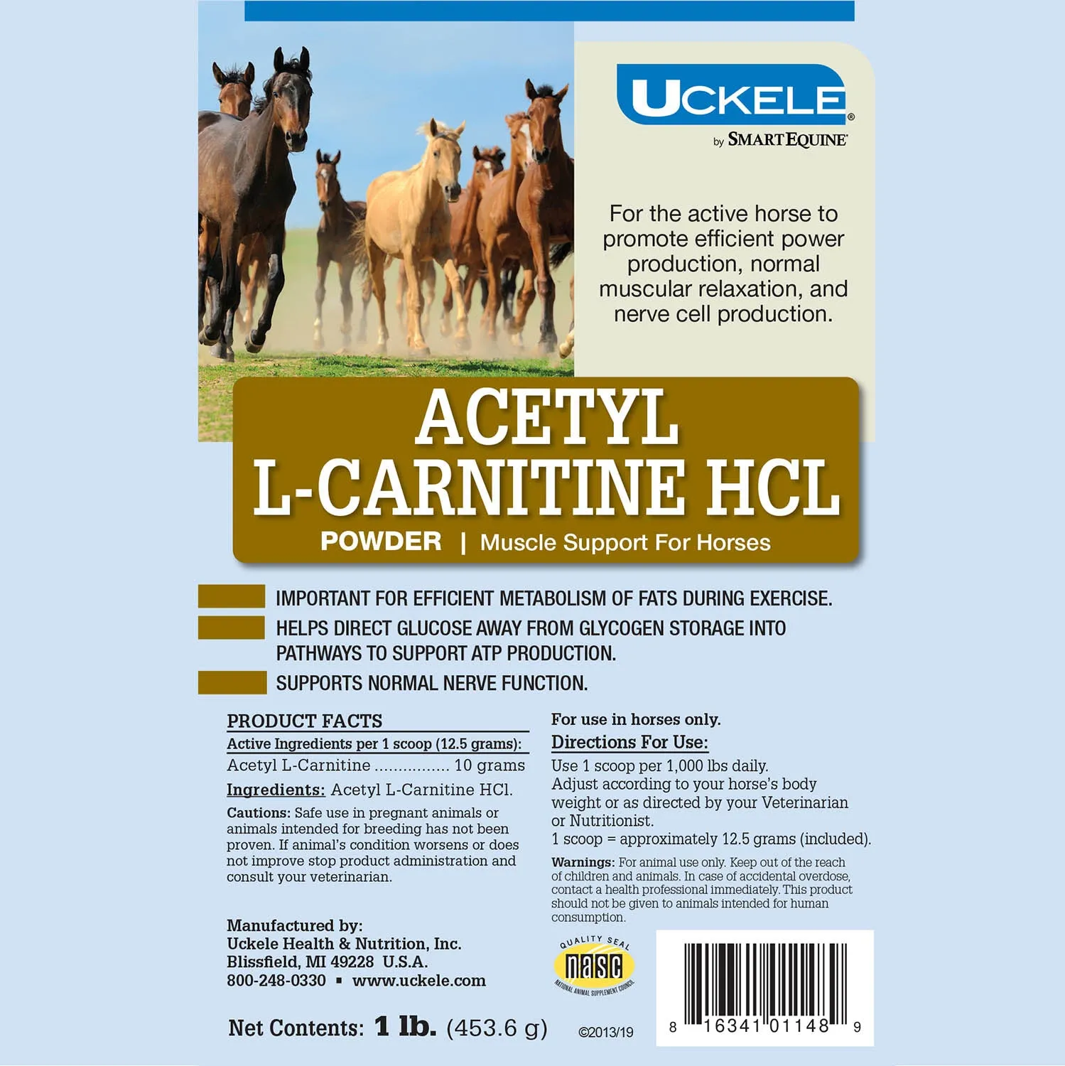 Uckele Acetyl L-Carnitine HCL Muscle Support for Horses, Powder