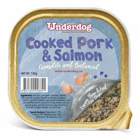 Underdog Cooked Pork & Salmon Complete & Balanced Frozen Dog Food 150g dog sweater dog tuxedo dog dress holiday dog outfit dog birthday shirt