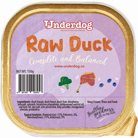 Underdog Raw Duck Complete & Balanced Frozen Dog Food 150g dog sweater dog tuxedo dog dress holiday dog outfit dog birthday shirt