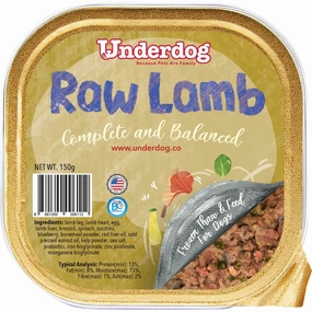 Underdog Raw Lamb Complete & Balanced Frozen Dog Food 150g dog sweater dog tuxedo dog dress holiday dog outfit dog birthday shirt