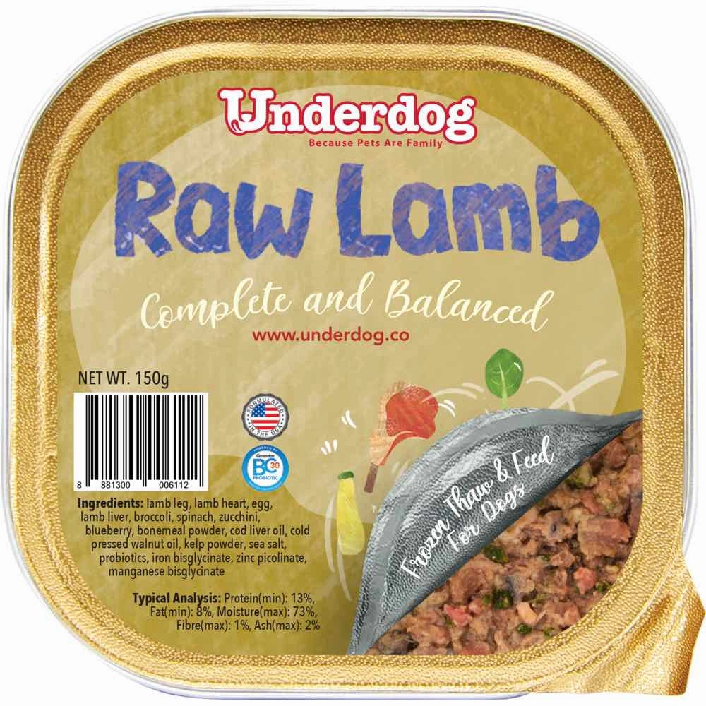 Underdog Raw Lamb Complete & Balanced Frozen Dog Food 150g dog sweater dog tuxedo dog dress holiday dog outfit dog birthday shirt