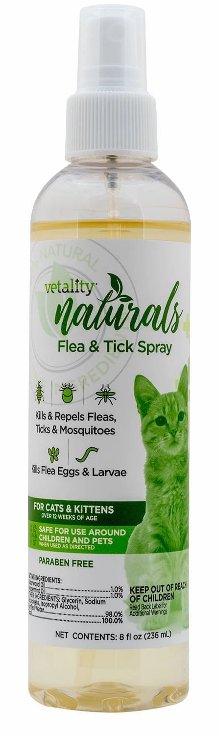 Vetality Naturals Flea & Tick Spray for Cats, 8 oz cat beds cat scratching post cat shampoo cat tunnel cat brush