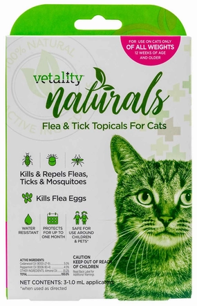 Vetality Naturals Flea & Tick Topicals for Cats, 3-pk plush dog toys fluffy dog toy dog cuddle toy dog toy set stuffed toy for dogs