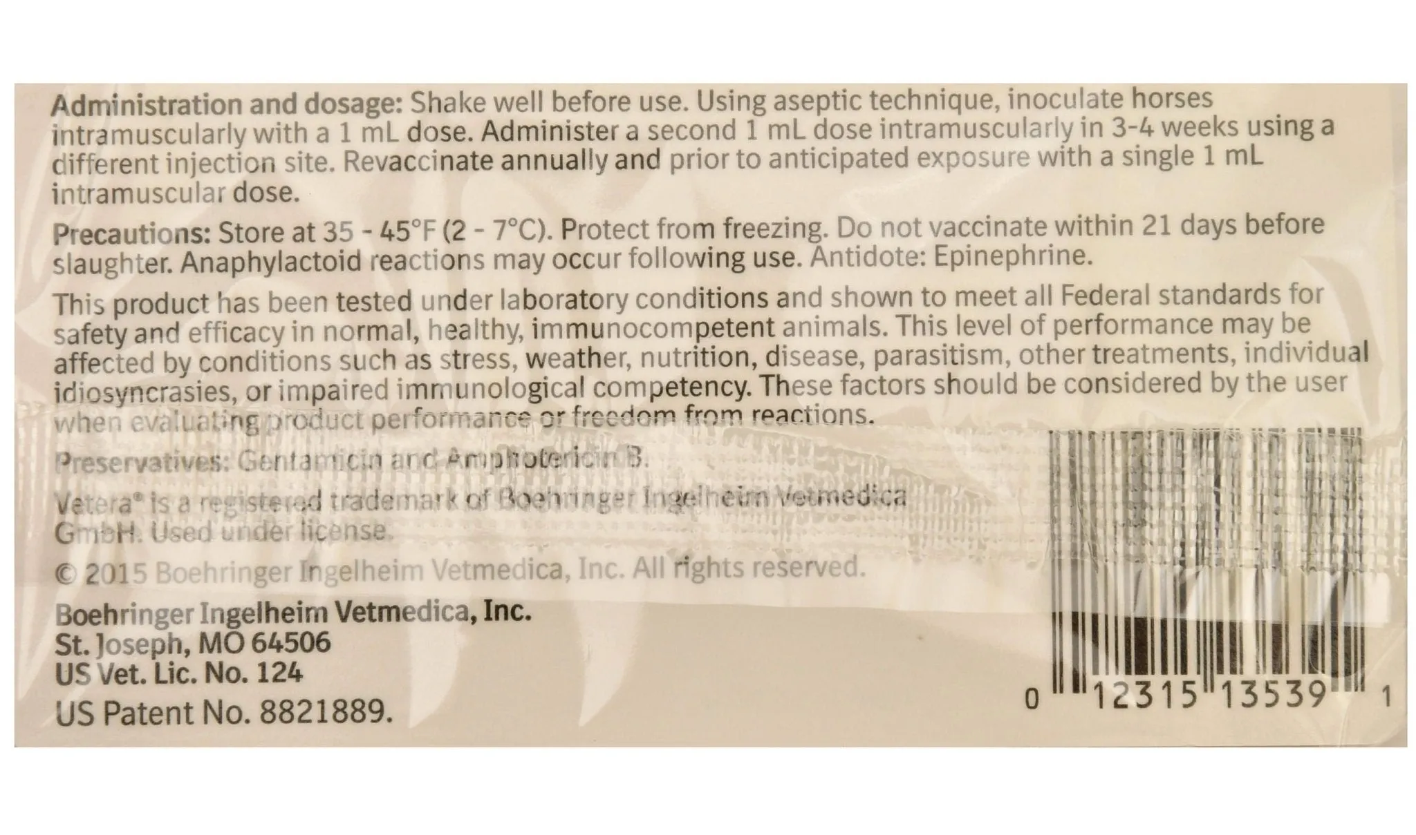 Vetera EWT WNV, Single Dose Vaccine for Horses