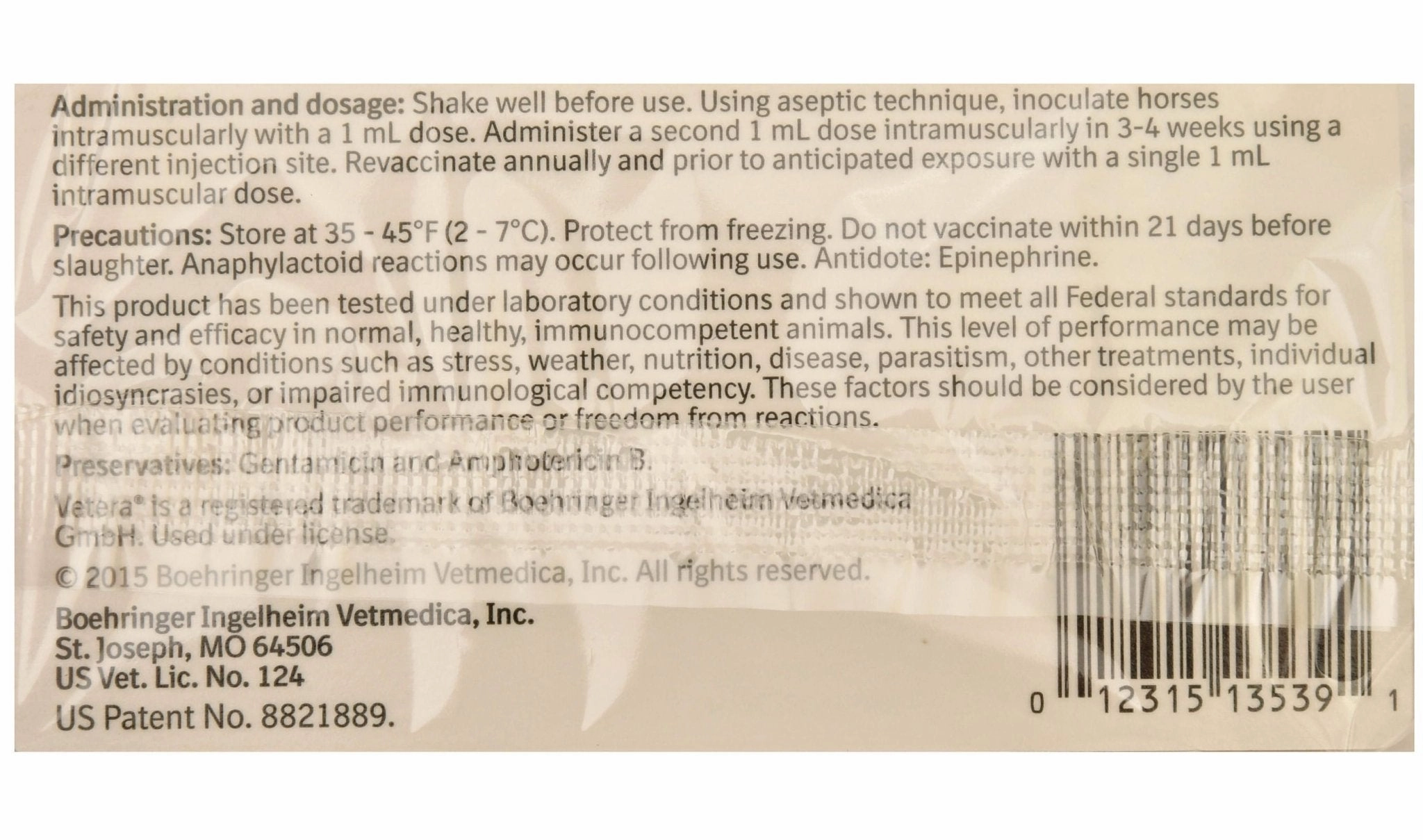 Vetera EWT WNV, Single Dose Vaccine for Horses