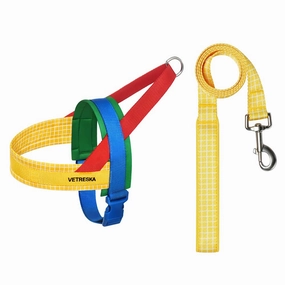 VETRESKA Chroma Dog Harness & Leash Set (Yellow) dog bones rawhide chew sticks dog jerky bacon bone