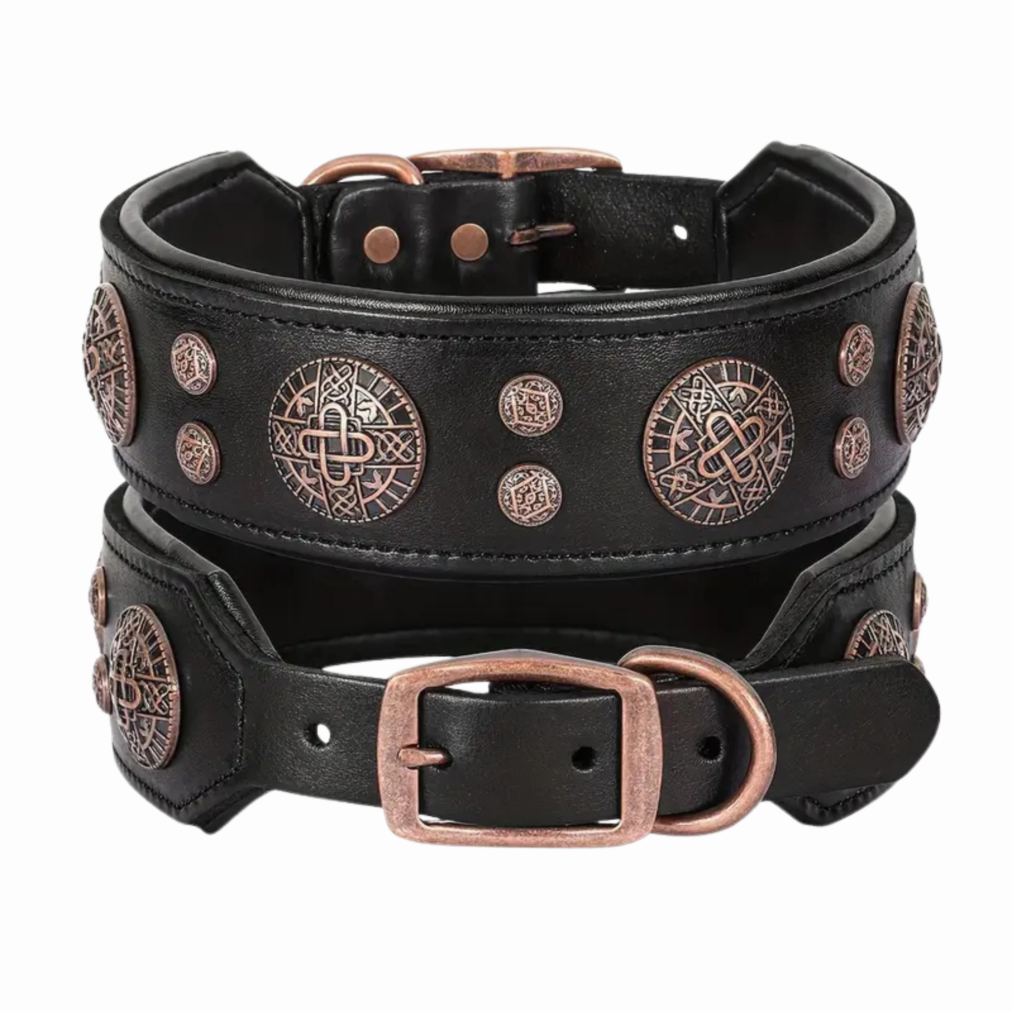 Vintage Leather Dog Collar with Padded Comfort for Medium to Large Breeds - XLarge