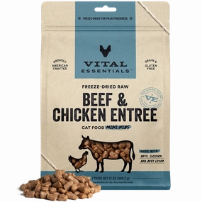 Vital Essentials Freeze-Dried Raw Mini Nibs Beef & Chicken Cat Food cat supplies cat house cat tree cat feeder cat collar