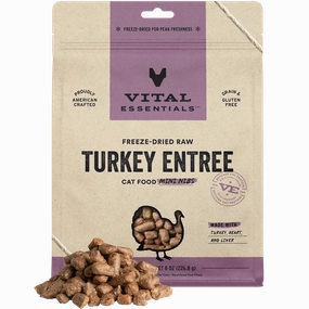 Vital Essentials Freeze-Dried Raw Mini Nibs Turkey Cat Food cat supplies cat house cat tree cat feeder cat collar