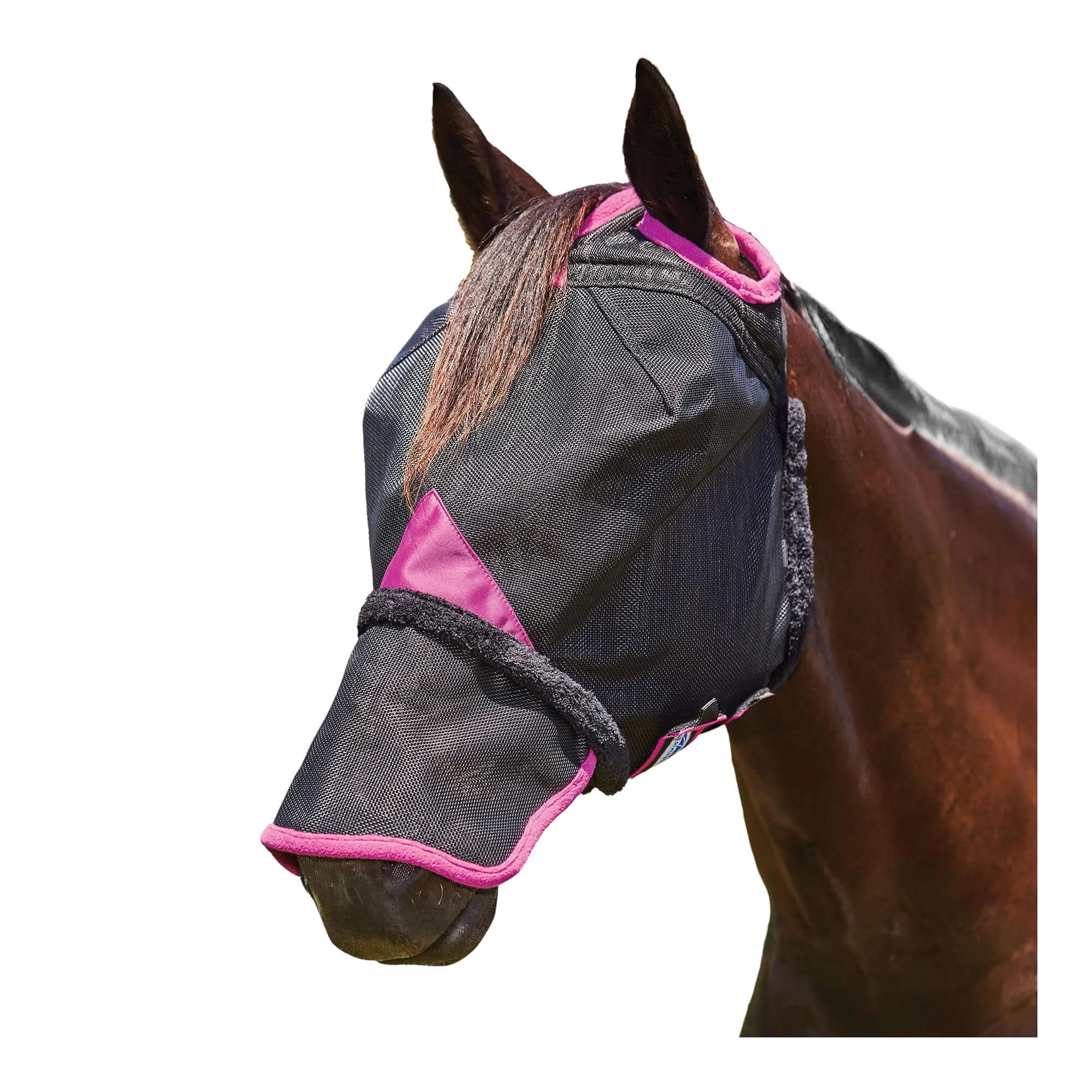 Weatherbeeta ComFITec Deluxe Durable Mesh Horse Fly Mask with Nose, Black & Purple