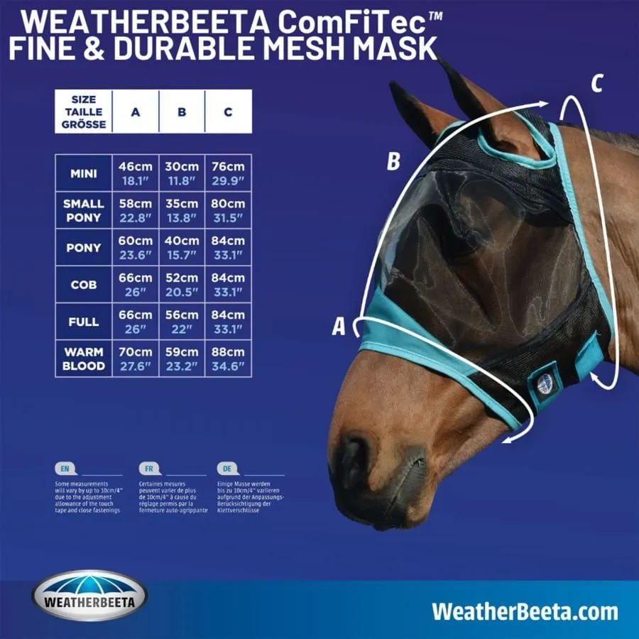 Weatherbeeta ComFITec Durable Mesh Horse Fly Mask with Nose, Black & Purple
