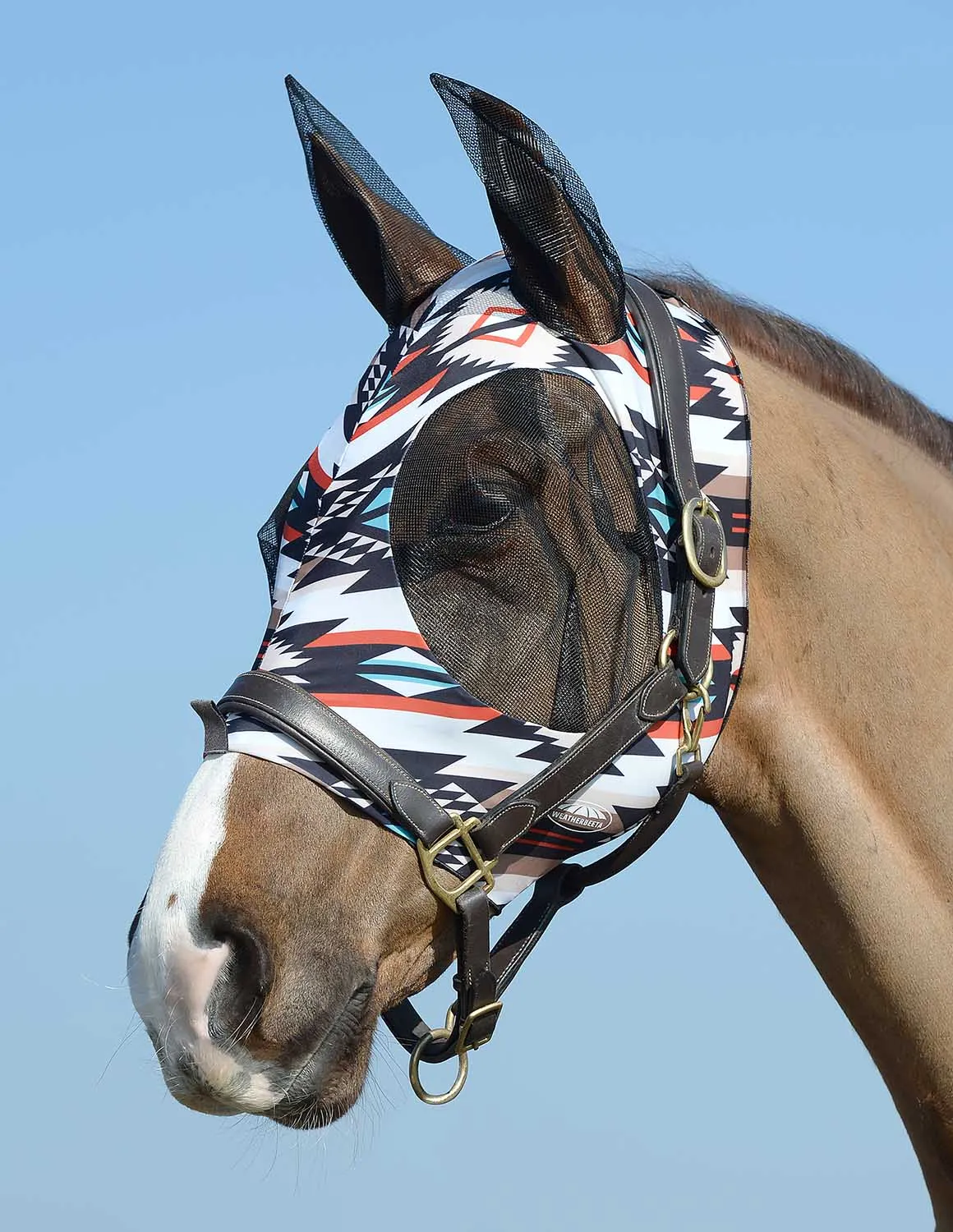 Weatherbeeta Stretch Bug Eye Saver Horse Fly Mask with Ears, Diamond Navajo