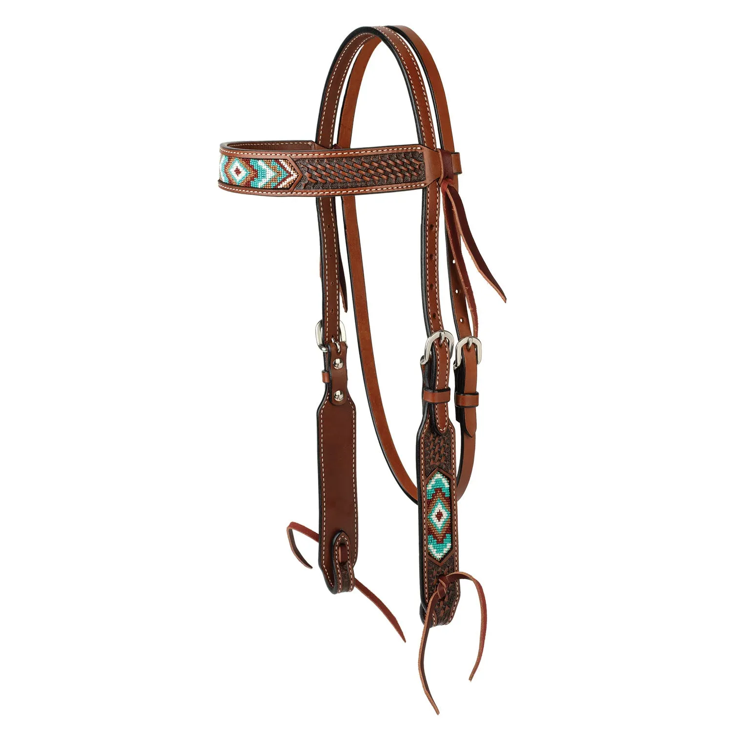 Weaver Beaded Leather Browband Headstall for Horses