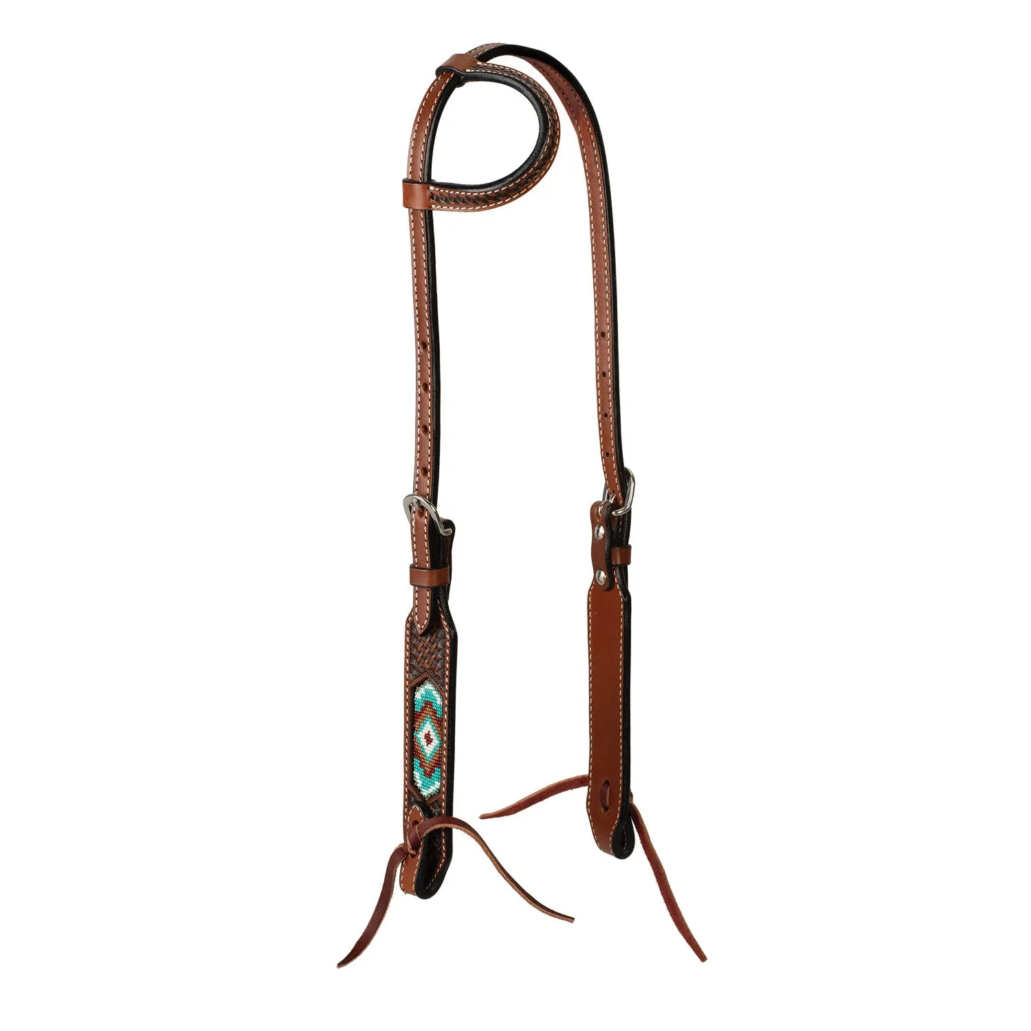 Weaver Beaded Leather Sliding Ear Headstall for Horses