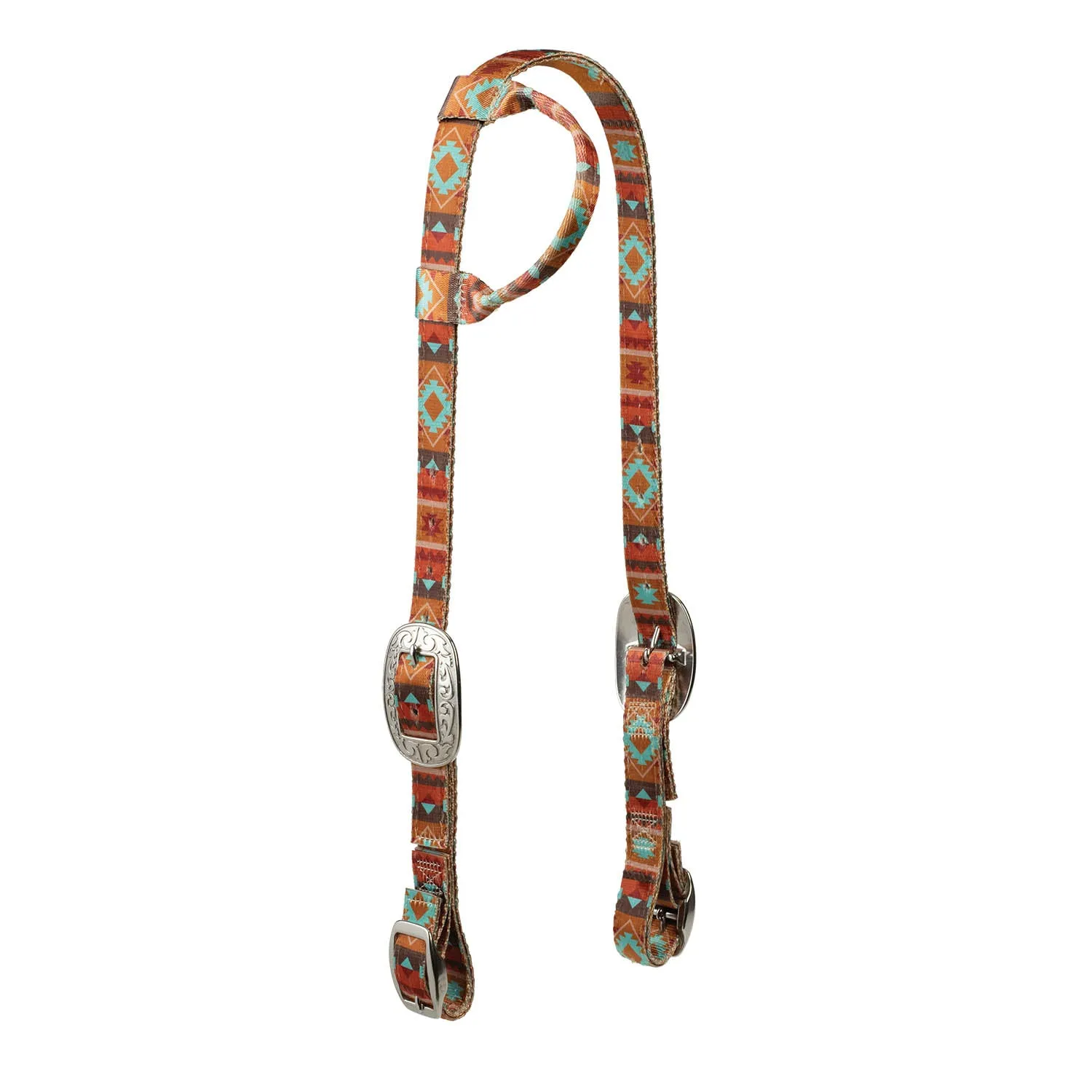Weaver Patterned Nylon Sliding Ear Headstall for Horses