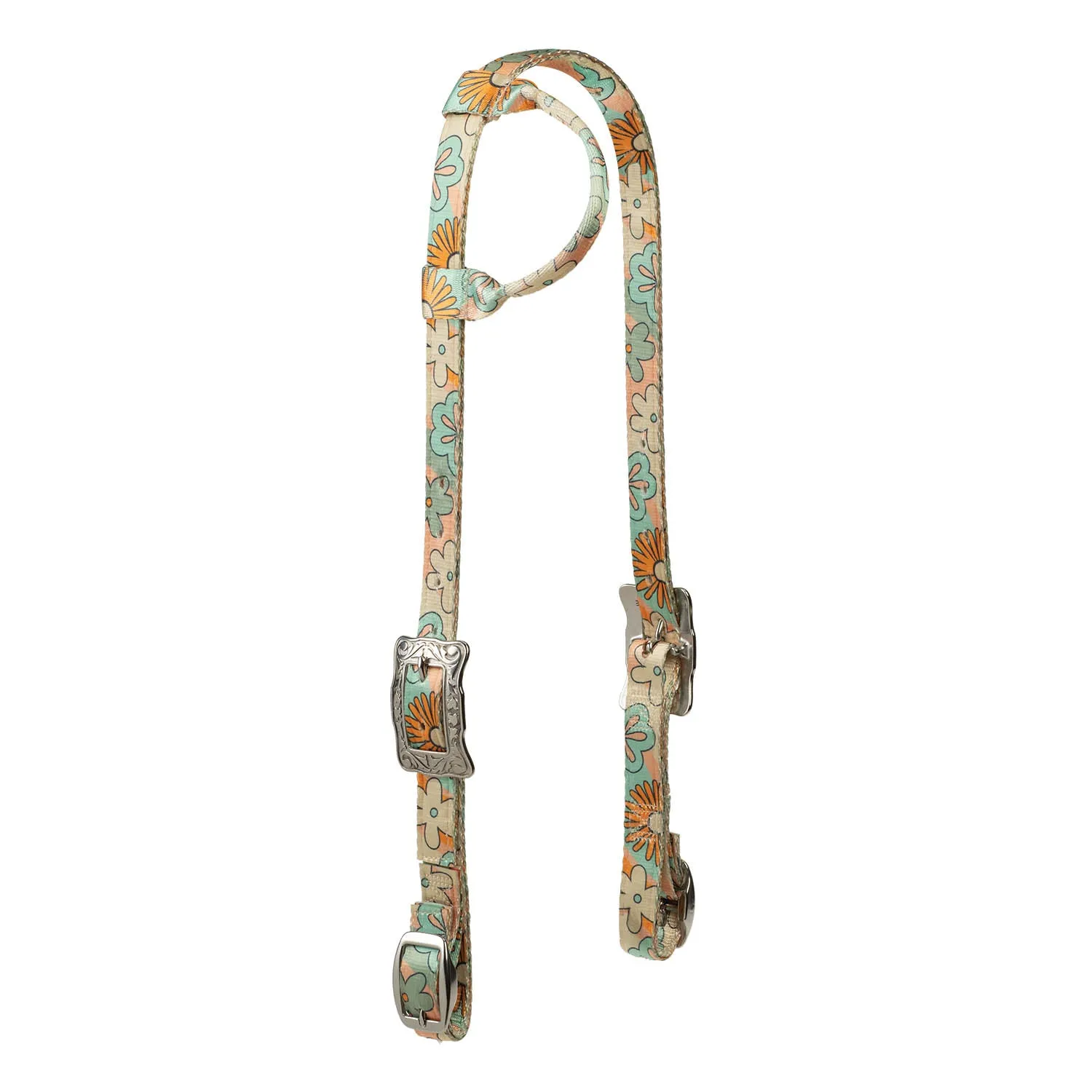 Weaver Patterned Nylon Sliding Ear Headstall for Horses