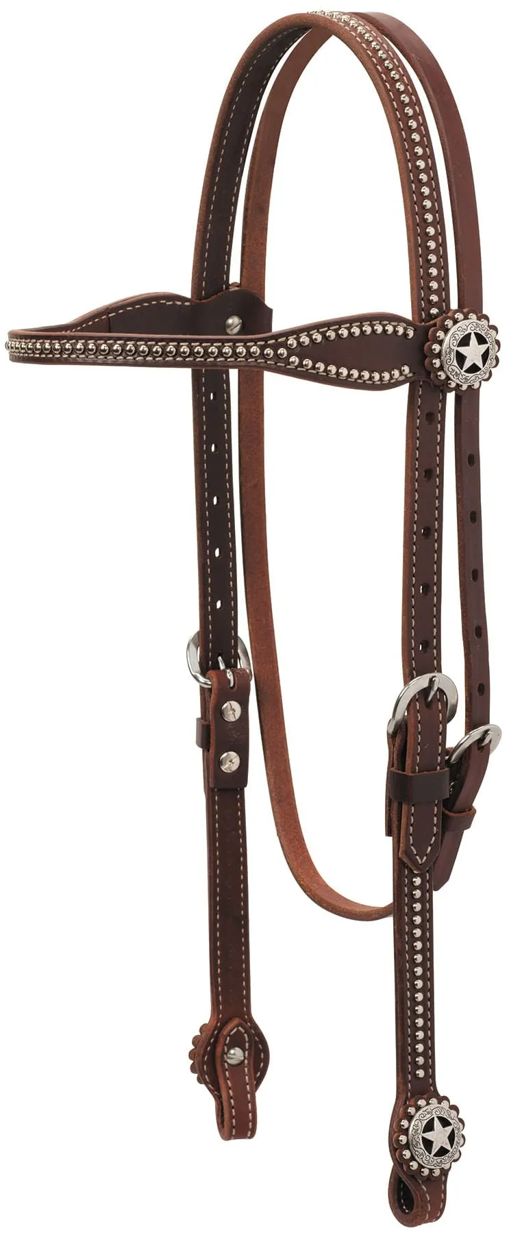 Weaver Texas Star Oiled Canyon Rose Harness Leather Browband Headstall, Full