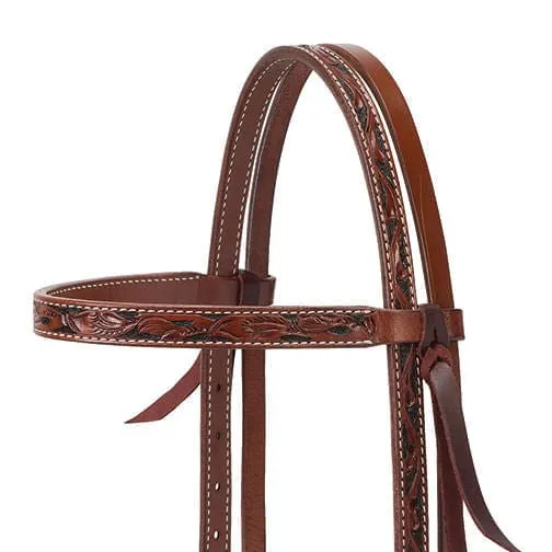 Weaver Turquoise Cross Floral Carved Browband Headstall