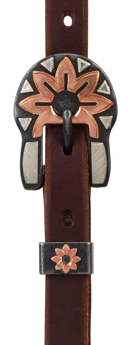 Weaver Working Tack Copper Flower Sliding Ear Headstall