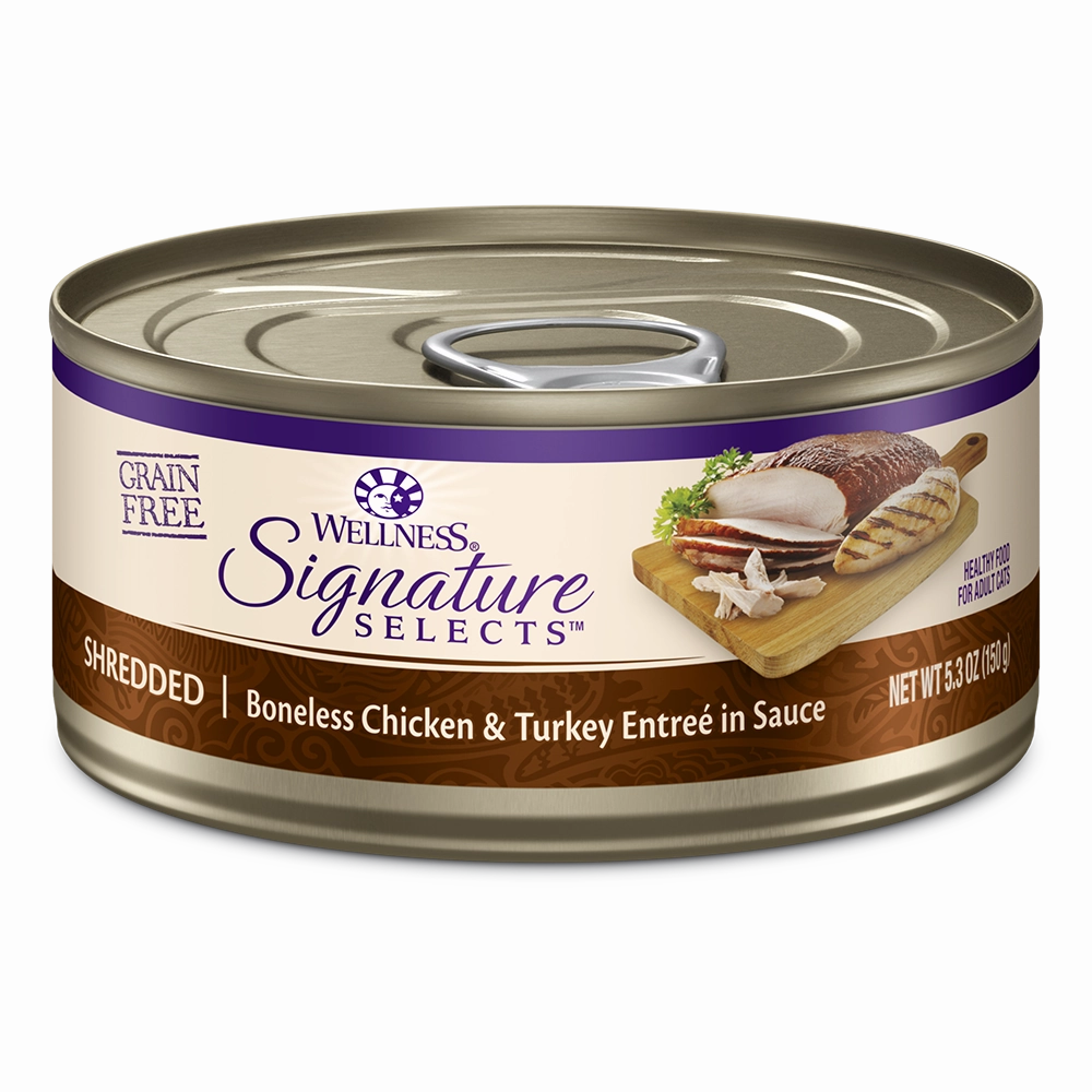 Wellness Cat Core Grain Free Signature Selects Shredded Boneless Chicken & Turkey Entree in Sauce 5.3oz