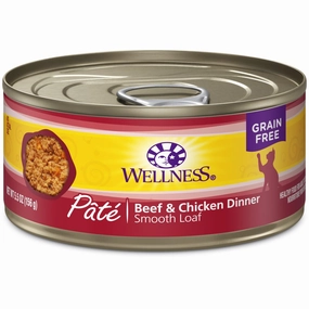 Wellness Complete Health Beef & Chicken Pate Grain-Free Canned Cat Food 5.5oz cat snacks catnip treats healthy cat food cat reward treats low calorie cat food