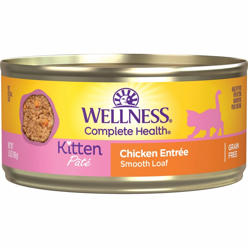Wellness Complete Health Chicken Pate Grain-Free Kitten Canned Cat Food 5.5oz cat snacks catnip treats healthy cat food cat reward treats low calorie cat food