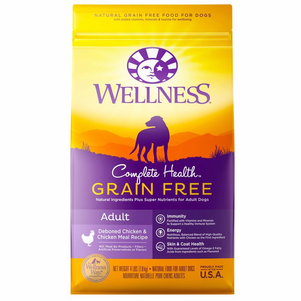 Wellness Complete Health Grain Free Adult Chicken & Chicken Meal Dry Dog Food dog sweater dog tuxedo dog dress holiday dog outfit dog birthday shirt