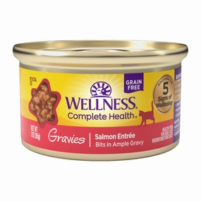 Wellness Complete Health Gravies Salmon Entree Grain-Free Canned Cat Food 85g cat snacks catnip treats healthy cat food cat reward treats low calorie cat food
