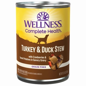 Wellness Complete Health Turkey & Duck Stew With Cranberries & Sweet Potatoes Grain-Free Canned Dog Food 354g dog supplies dog food toys accessories dog bed