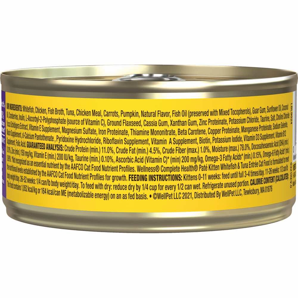 Wellness Complete Health Whitefish & Tuna Pate Grain-Free Kitten Canned Cat Food 5.5oz