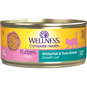 Wellness Complete Health Whitefish & Tuna Pate Grain-Free Kitten Canned Cat Food 5.5oz cat snacks catnip treats healthy cat food cat reward treats low calorie cat food