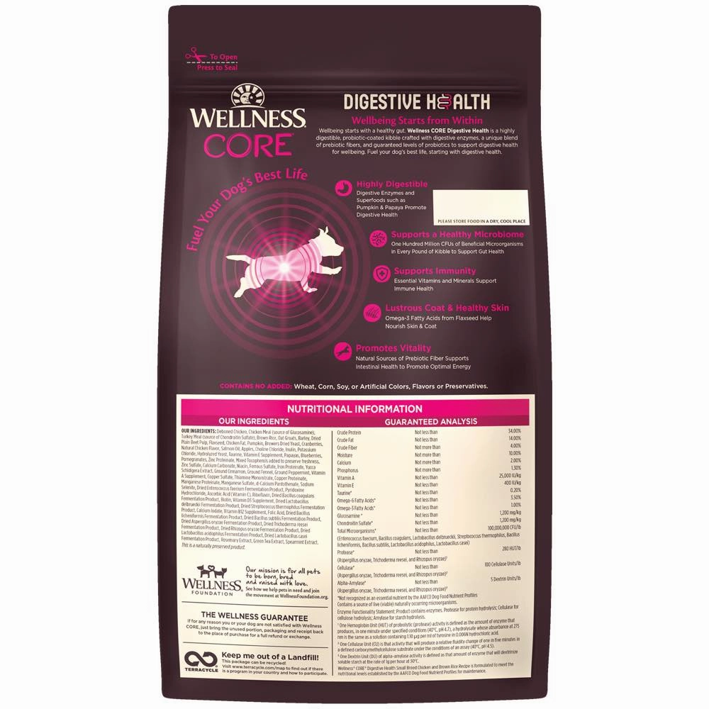 Wellness CORE Digestive Health Chicken & Brown Rice Small Breed Adult Dry Dog Food 12lb